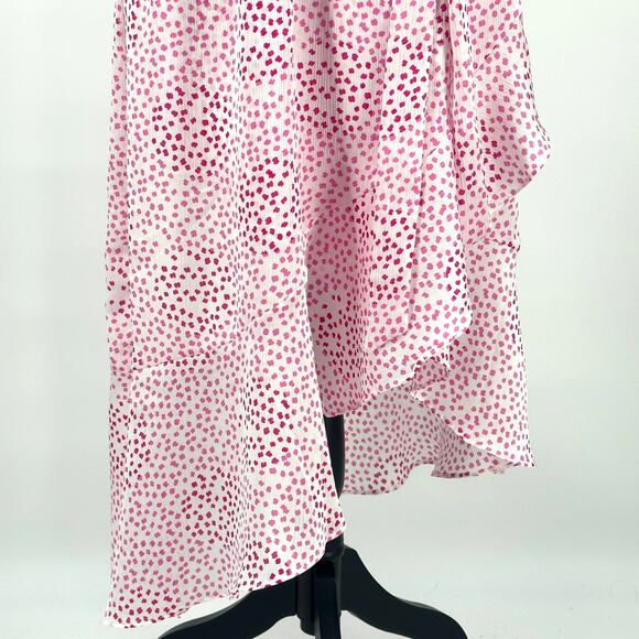 Express Halter Mini Dress Polka Dot Print Size M Pink & White Belted Flowy Party - Picture 5 of 10